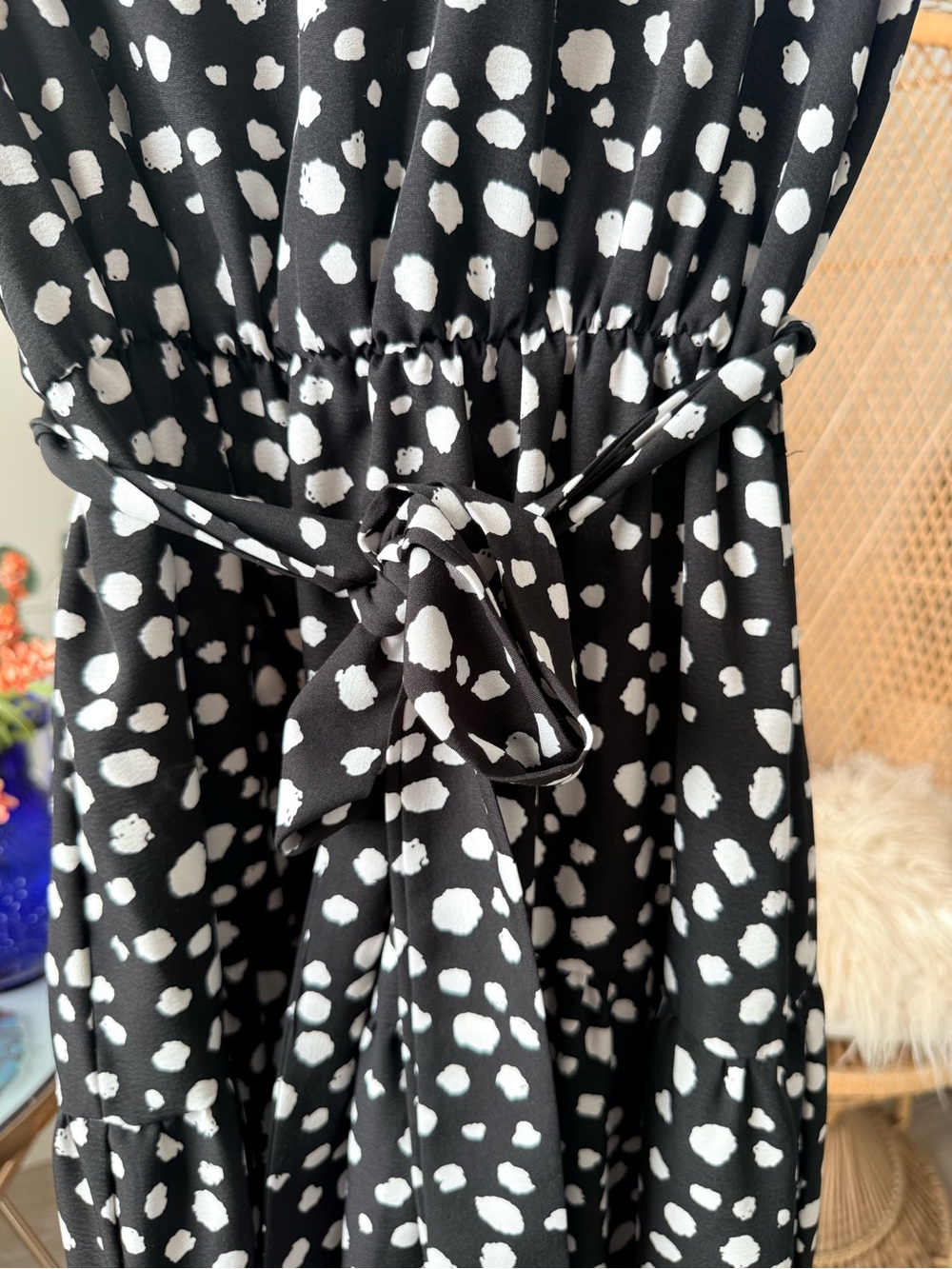 Black & White Polka Dot Midi Dress - Picture 6 of 6
